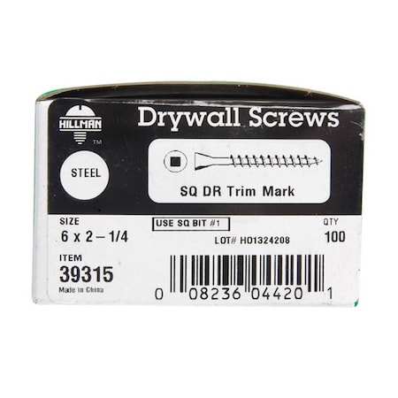 Homecare Products 39315 Trim Head Drywall Screws - Black Phosphate - 6 x 2.25 in. HO3311297